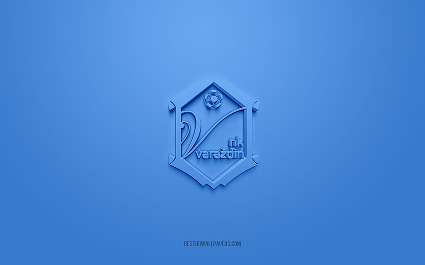 NK Varazdin, kreatives 3D-Logo, blauer Hintergrund, Druga HNL, 3D-Emblem, kroatischer Fußballverein, Kroatische Zweite Fußballliga, Varazdin, Kroatien, 3D-Kunst, Fußball, NK Varazdin 3D-Logo HD-Hintergrundbild