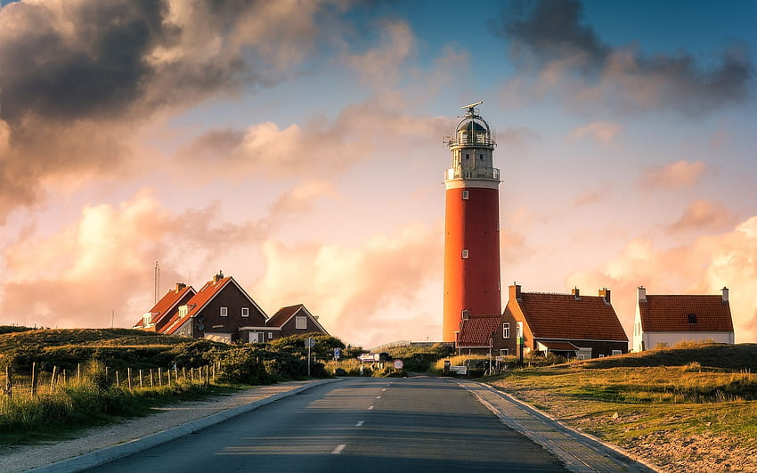 Eierland Lighthouse Holandia, budynek, latarnia morska, eierland, holandie Tapeta HD