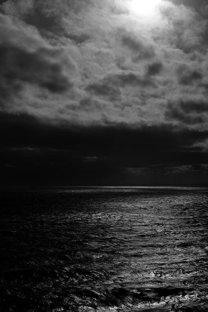 Sea, Clouds, Horizon, Ripples, Ripple, Bw, Chb, Mainly Cloudy, Overcast HD phone wallpaper
