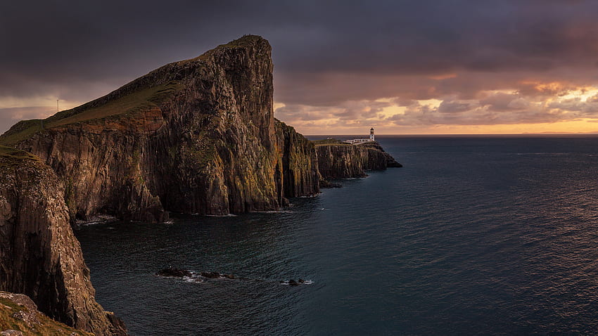 Farol de Neist Point, Ilha de Skye, Escócia Reino Unido Viagens papel de parede HD