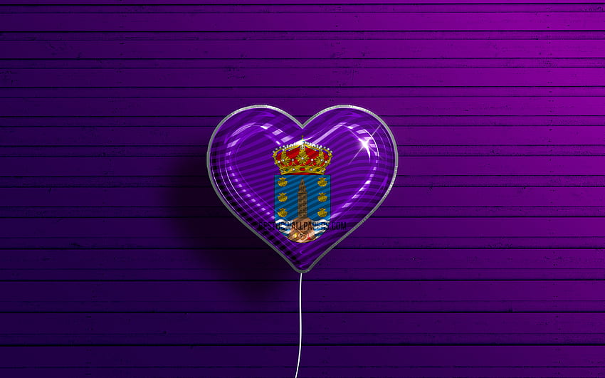I Love Corunna, , realistic balloons, violet wooden background, Day of Corunna, spanish provinces, flag of Corunna, Spain, balloon with flag, Provinces of Spain, Corunna flag, Corunna HD wallpaper