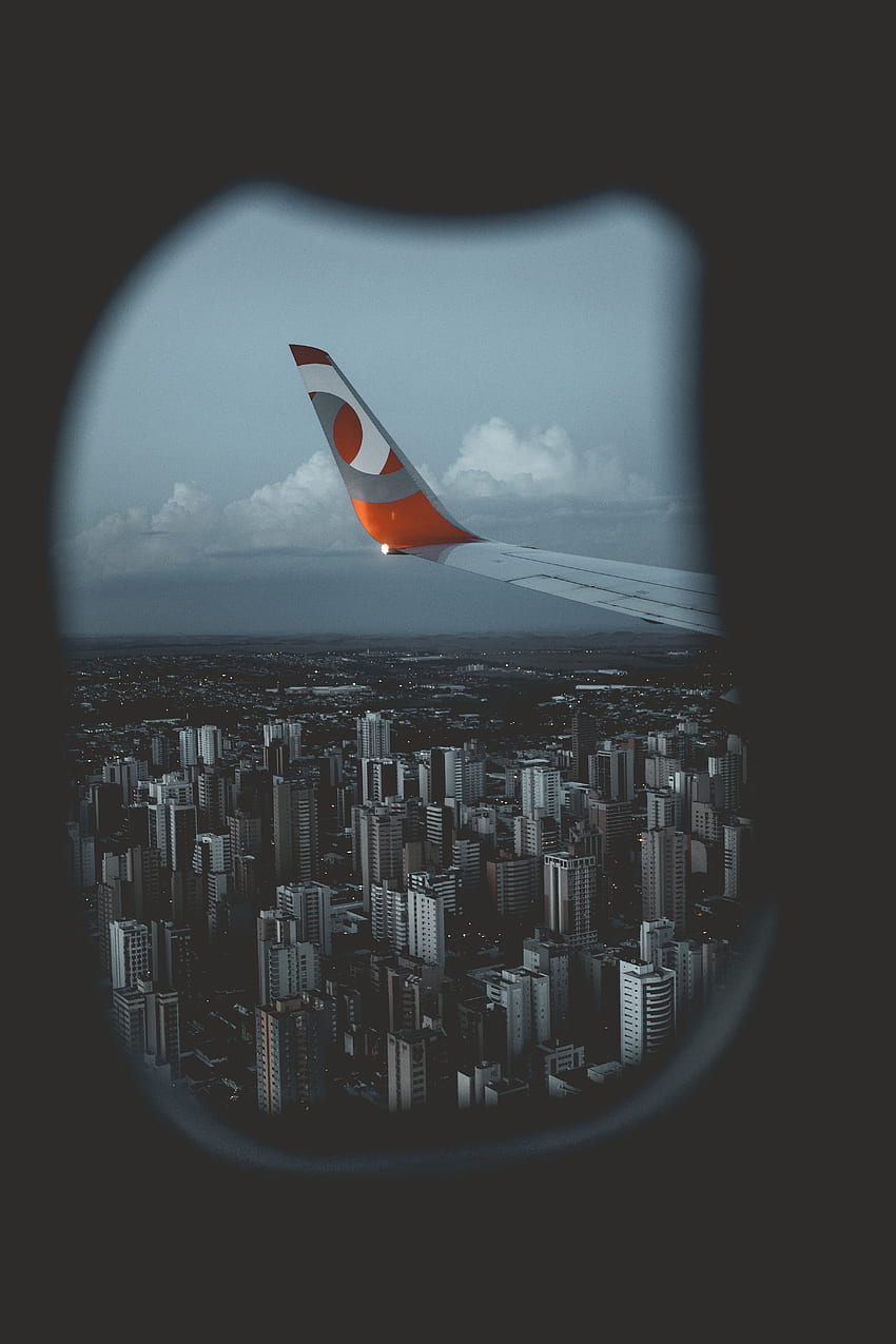 Ciudad, vista desde arriba, miscelánea, varios, vuelo, ojo de buey, ala de avión fondo de pantalla del teléfono