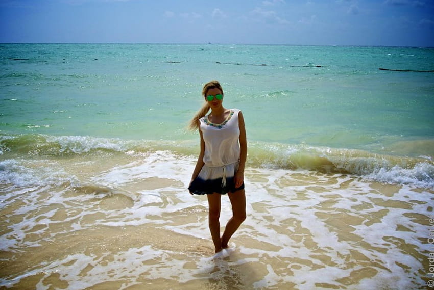 Jordan Carver in Messico, spiaggia, modella, acqua, pupa Sfondo HD