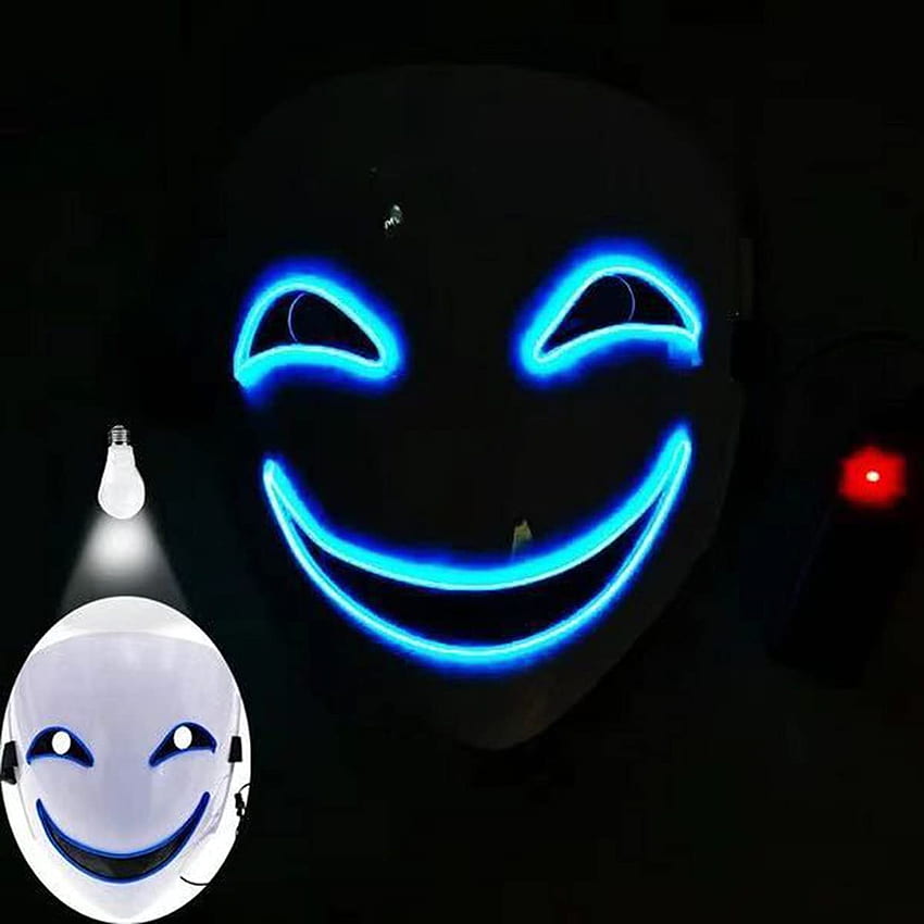 Buy Black Bullet Kagetane Hiruko Mask LED Halloween Mask Light Up Japanese Anime Smile Face White Mask for Halloween Decorations Online in Indonesia. B09CT7GFWS HD phone wallpaper