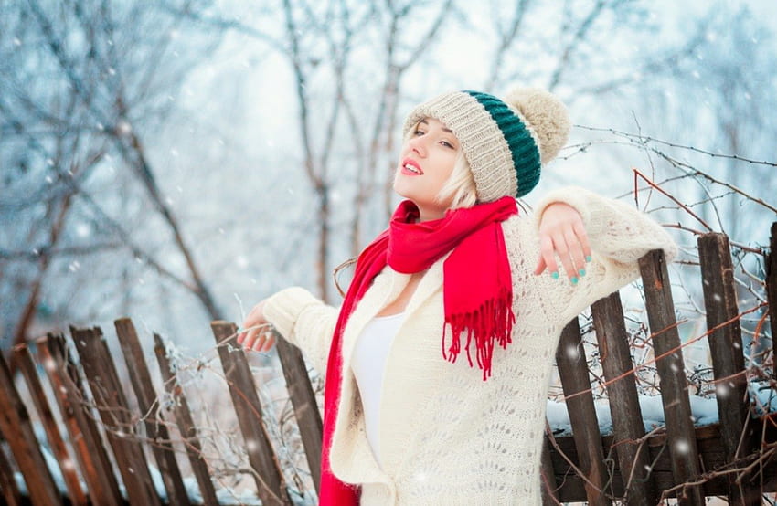 Lady, winter, model, snow HD wallpaper