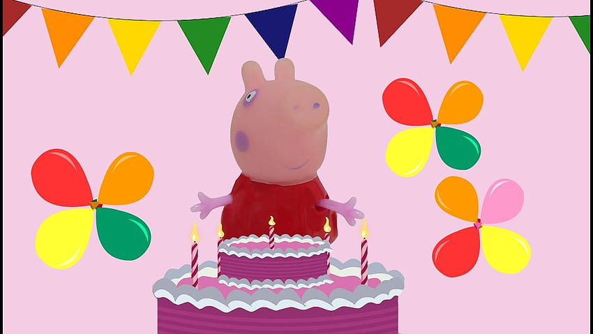 Canción de feliz cumpleaños con Peppa Pig fondo de pantalla