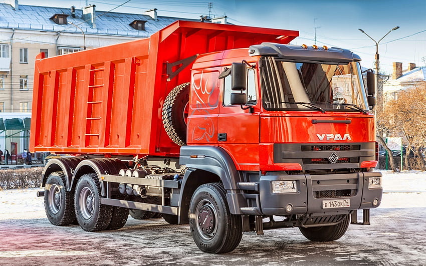 URAL-S35-510, kırmızı kamyon, 2021 kamyon, yük taşımacılığı, damperli kamyon, LKW, R, rus kamyonları, URAL HD duvar kağıdı