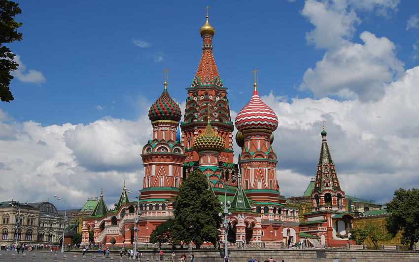 Saint Basil Cathedral Moscow Russia Panorama HD wallpaper