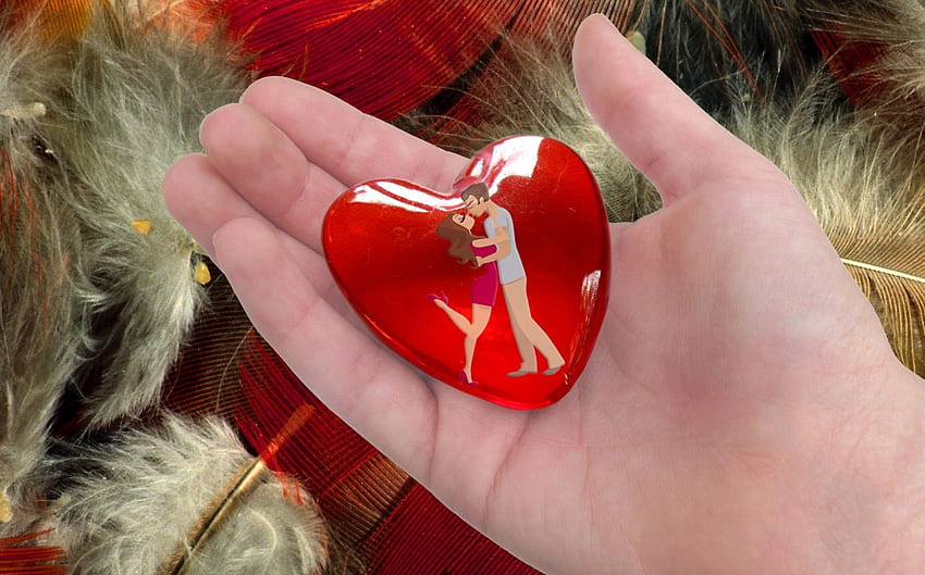 Love, Heart, Kiss, Red HD wallpaper