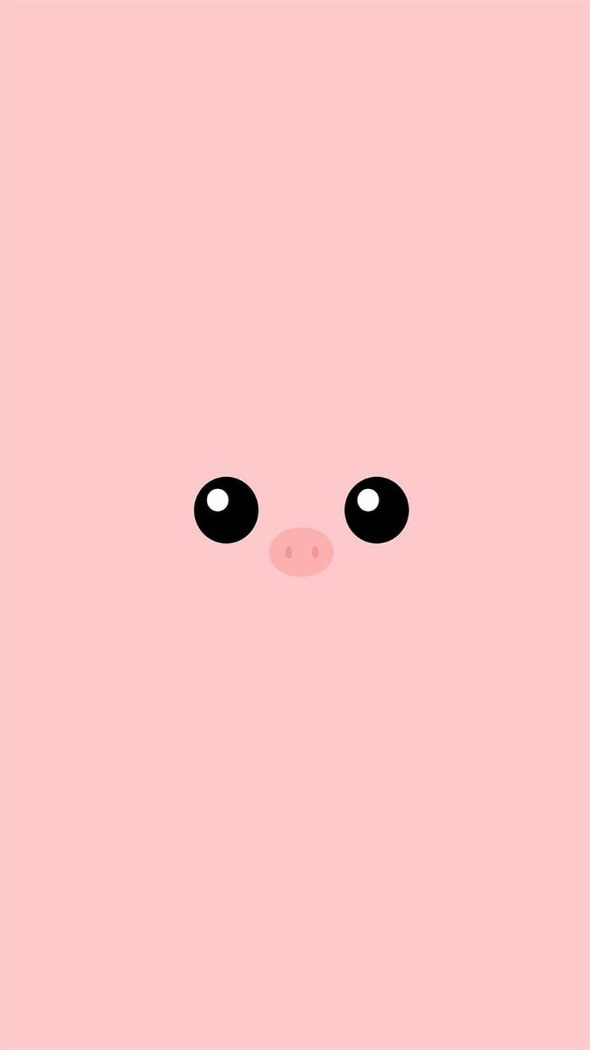 Minimal Pink Piggy Cute Eyes iPhone 8 HD phone wallpaper