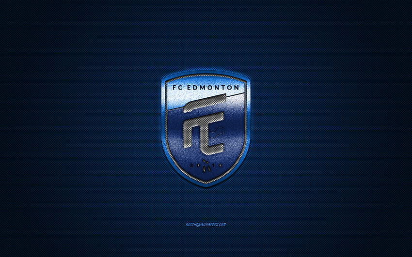 FC Edmonton, club de fútbol canadiense, logotipo azul, de fibra de carbono azul, Canadian Premier League, fútbol, ​​Edmonton, Canadá, logotipo de FC Edmonton fondo de pantalla