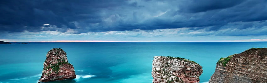 Pemandangan air laut biru yang menakjubkan, 1920X600 Wallpaper HD
