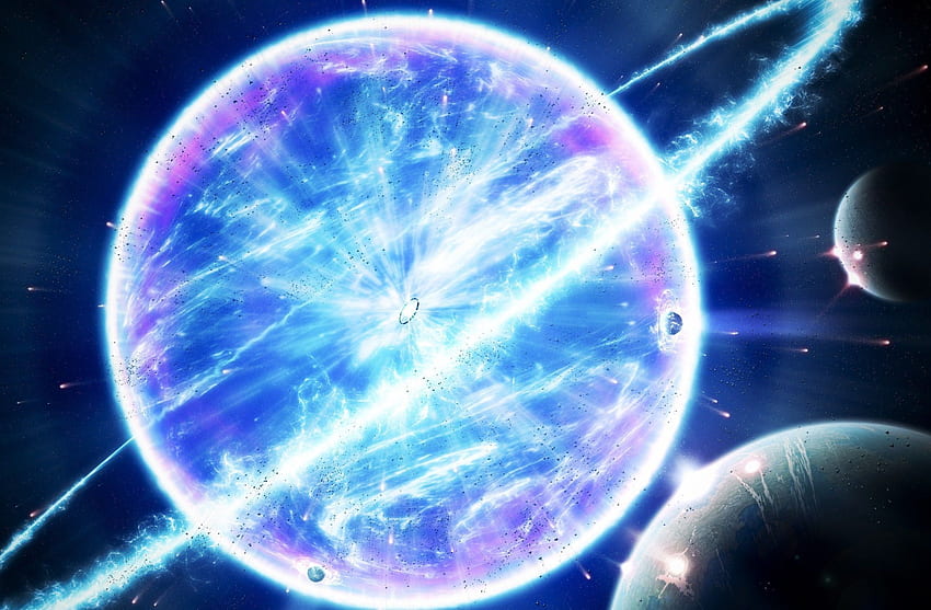 Blaue Weltraumplaneten-Supernova. Wie das Universum funktioniert, cool, Supernova-Explosion, 3D-Supernova HD-Hintergrundbild