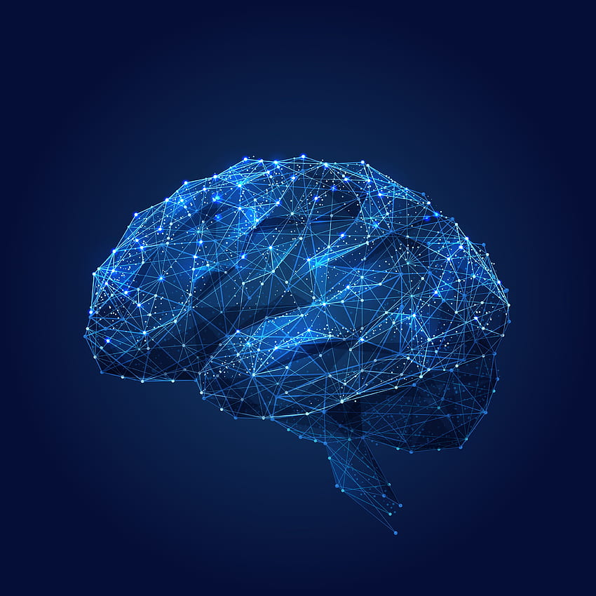 Alimentare i cervelli delle macchine intelligenti di domani. Arte poligonale, cervello, dispositivo indossabile, Galaxy Brain Sfondo del telefono HD
