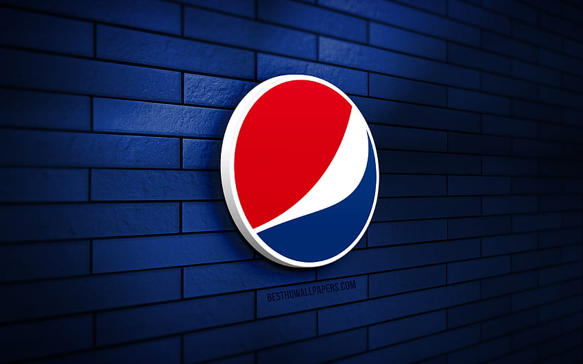 3D лого на Pepsi, сива тухлена стена, творчески, марки, лого на Pepsi, 3D изкуство, Pepsi HD тапет