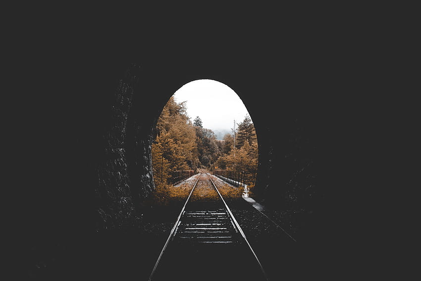 Doğa, Sonbahar, Demiryolu, Tünel HD duvar kağıdı