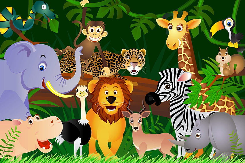Jungle Animals Mural. Hovia UK. Animal mural, Cartoon jungle animals, Jungle animals mural, Safari Animals HD wallpaper