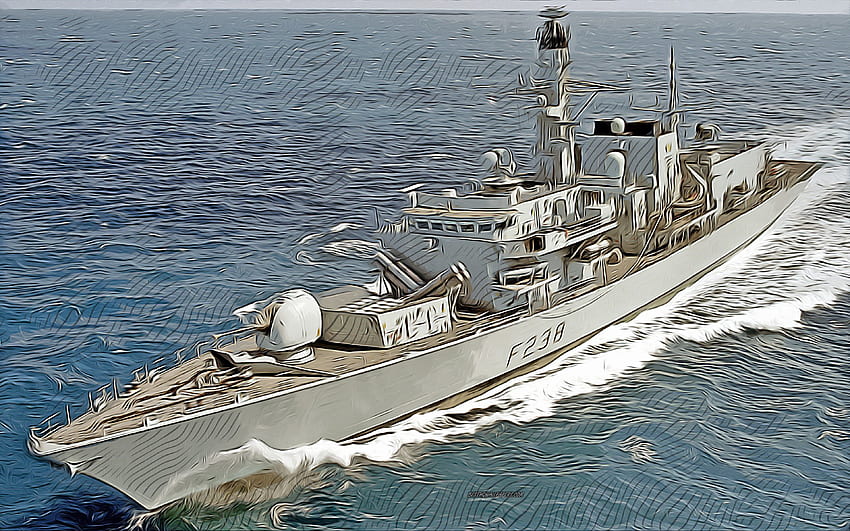 HMS Northumberland, F238, , arte vettoriale, disegno HMS Northumberland, arte creativa, arte HMS Northumberland, disegno vettoriale, navi astratte, HMS Northumberland F238, Royal Navy Sfondo HD