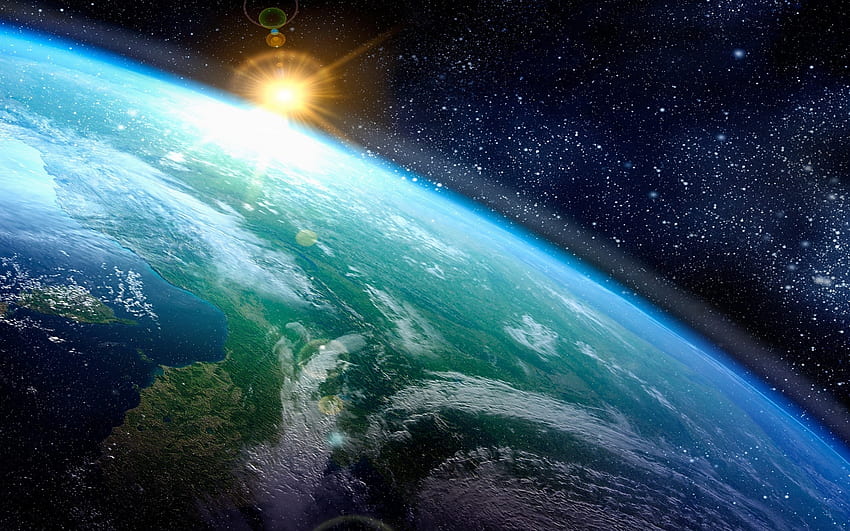 Tierra desde el espacio, espacio, sol, tierra, planeta fondo de pantalla