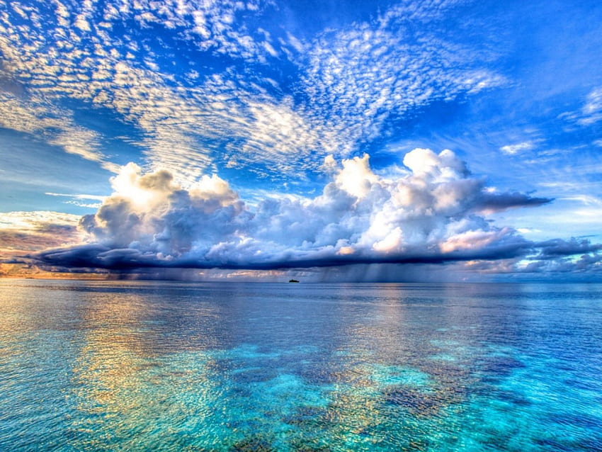 Sky, blue, sea, nature HD wallpaper