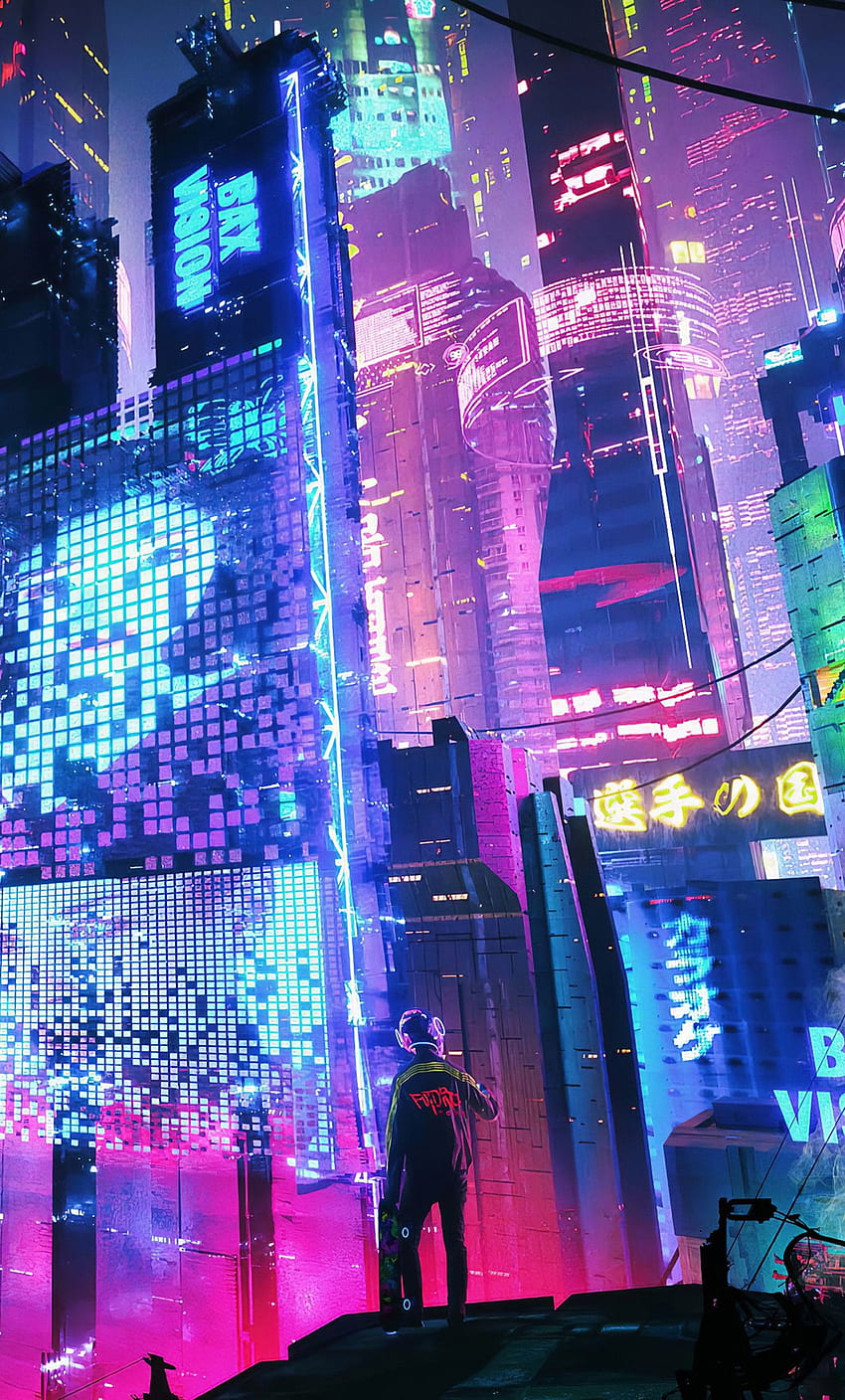 CyberPunk, cities, city, lights, pixel, HD phone wallpaper