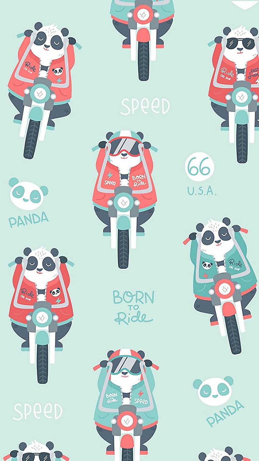Panda, motocykl, wzór Iphone 8 7 6s 6 na tle paralaksy, wzór robota Tapeta na telefon HD