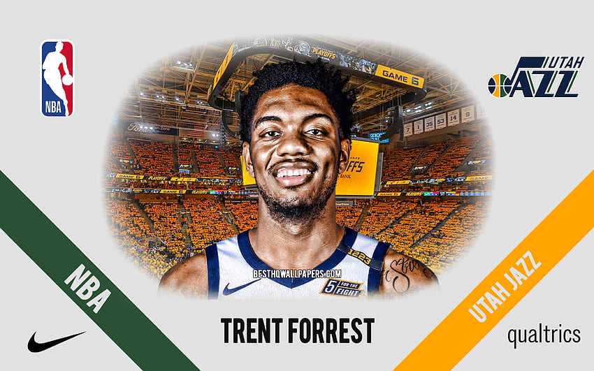 Trent Forrest, Utah Jazz, French Basketball Player, NBA, portrait, USA, basketball, Vivint Arena, Utah Jazz logo HD wallpaper