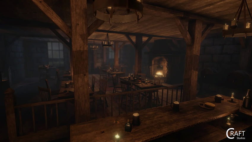 Taverna e locanda medievale. Storico 3D. Unity Asset Store Sfondo HD