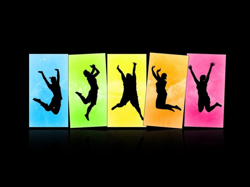 Alegría de vivir..., bailar, feliz, saltar, alegría, color. fondo de pantalla
