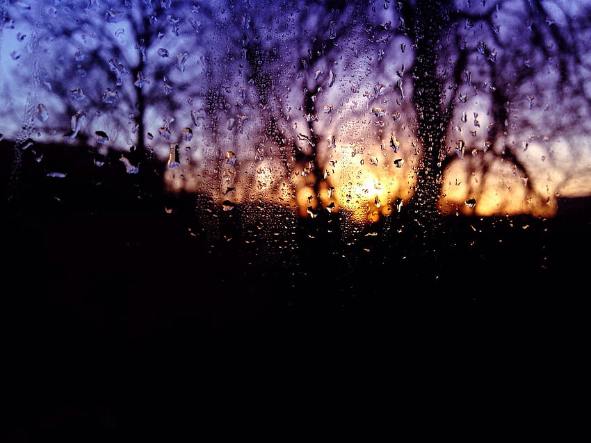 Sonnenuntergang, Regen, Tropfen, Dunkel, Unschärfe, Glatt, Glas HD-Hintergrundbild