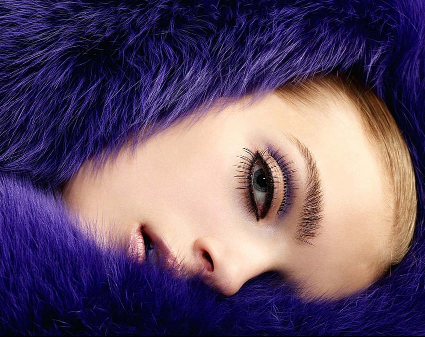 Purple Fur, fur, purple, lady, model HD wallpaper