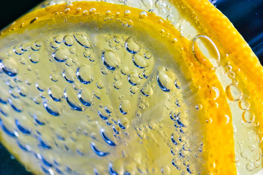Drops, Macro, Close-Up, Lemon HD wallpaper