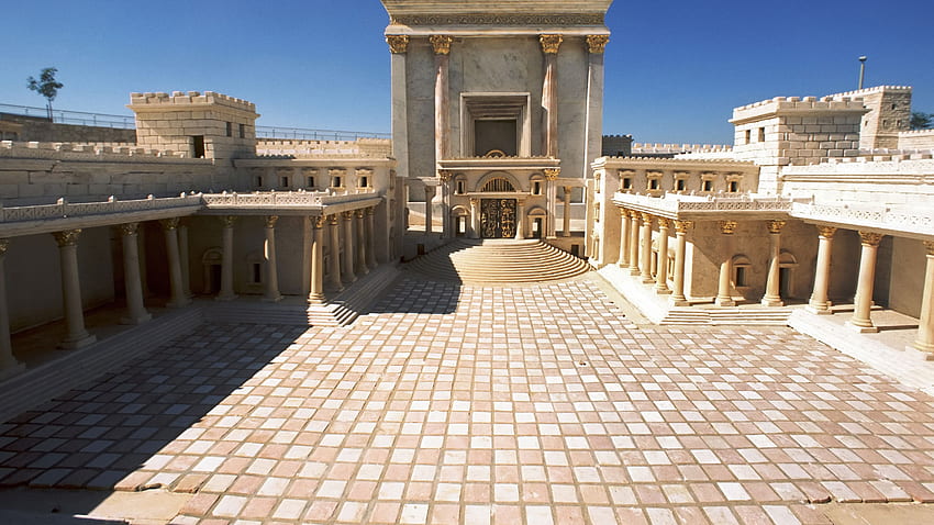 本の神殿と第二神殿エルサレムのモデル。 イスラエル博物館、エルサレム 高画質の壁紙