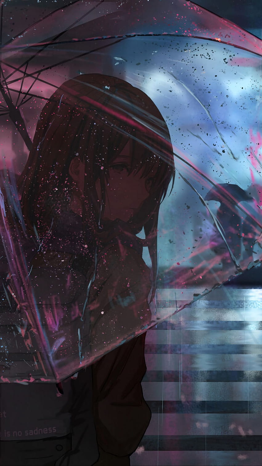 gadis, payung, anime, hujan, jalanan, iphone malam 8+/7+/6s+/untuk latar belakang paralaks, Anime Hujan Sedih wallpaper ponsel HD