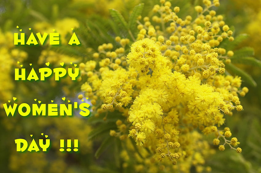 Bonne journée de la femme !, graphie, journée de la femme, populaire, souhait, abstrait, jaune, nature, fleurs, , 8 mars Fond d'écran HD