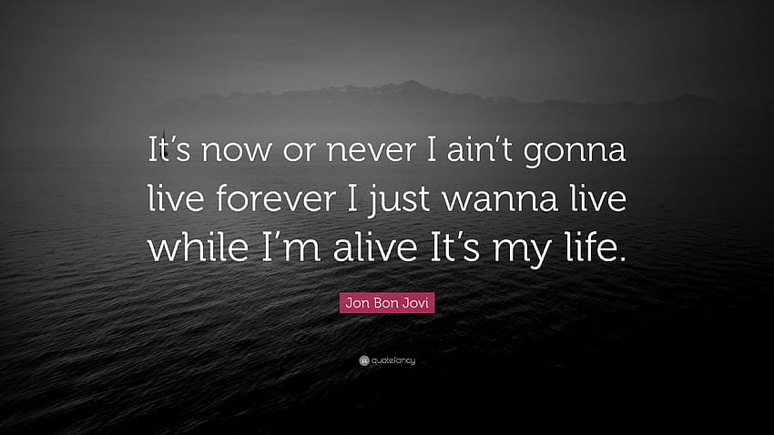 Jon Bon Jovi Quote: “It's now or never I ain't gonna live forever I just wanna live while I'm alive It's my life.” (12 ) HD wallpaper