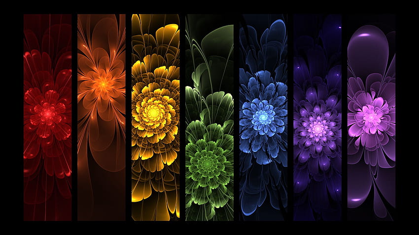 Rainbow Flowers, Neon Lotus HD wallpaper | Pxfuel