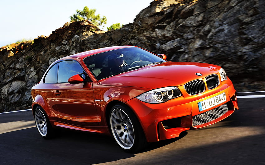 : BMW 1 Series M Coupe, red bmw coupe, front, BMW E87 HD wallpaper