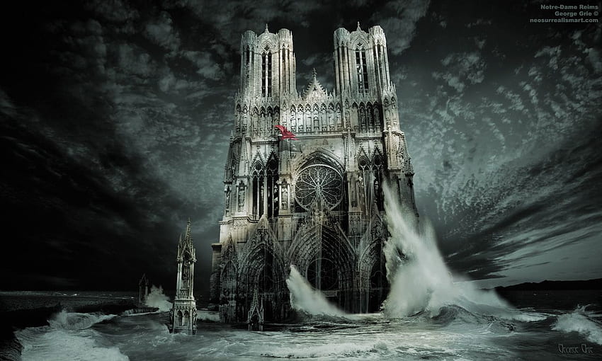 Cathedral Of Notre Dame, Our Lady Reims: Surreal Art Print, Poster, Gothic Art HD wallpaper
