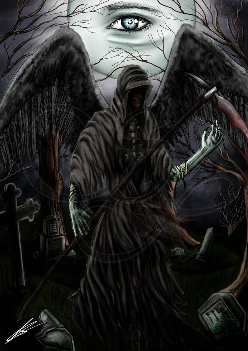 Azul oscuro: Dark Soul Reaper Grim Reaper, Hembra Reaper fondo de pantalla del teléfono