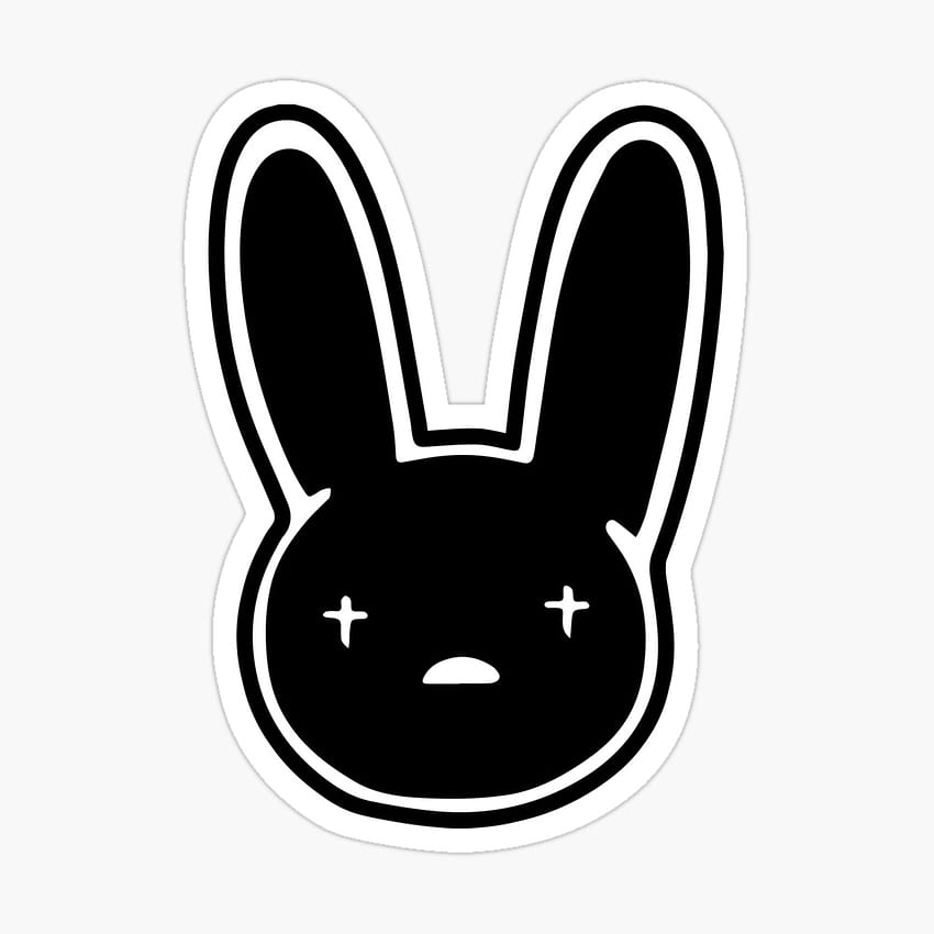 Плакат с лого на Bad Bunny Oasis (бяло върху черно), лого на Bad Bunny HD тапет за телефон