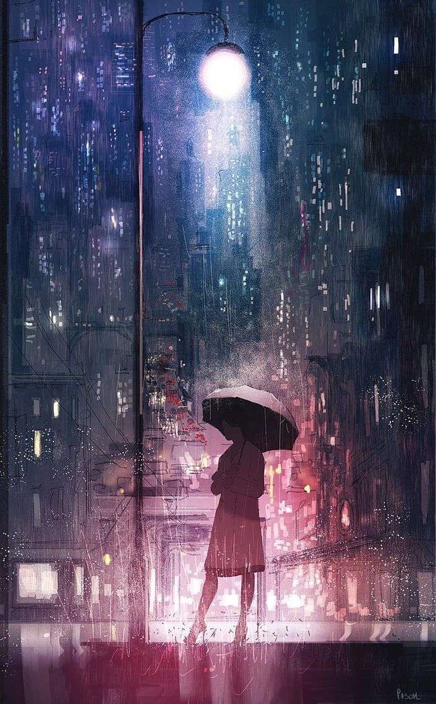 Rain Aesthetic Anime, Dark Rain Sad Anime Papel de parede de celular HD