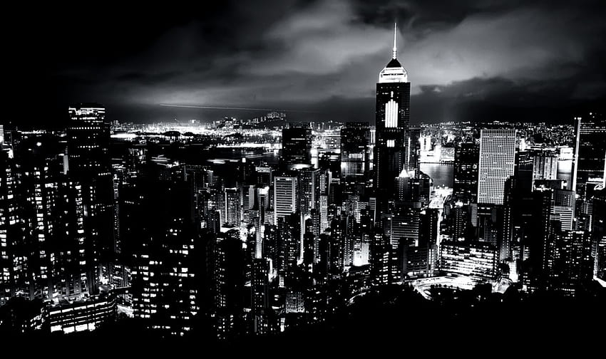 Black And White City, Black and White Rain City HD wallpaper