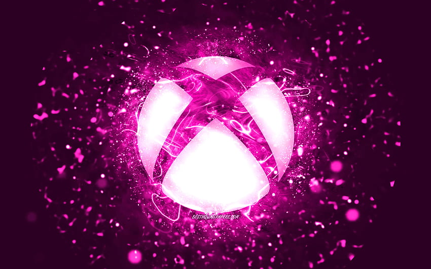 Fioletowe logo Xbox, fioletowe neony, kreatywne, fioletowe abstrakcyjne tło, logo Xbox, system operacyjny, Xbox dla z rozdzielczością. Wysoka jakość Tapeta HD