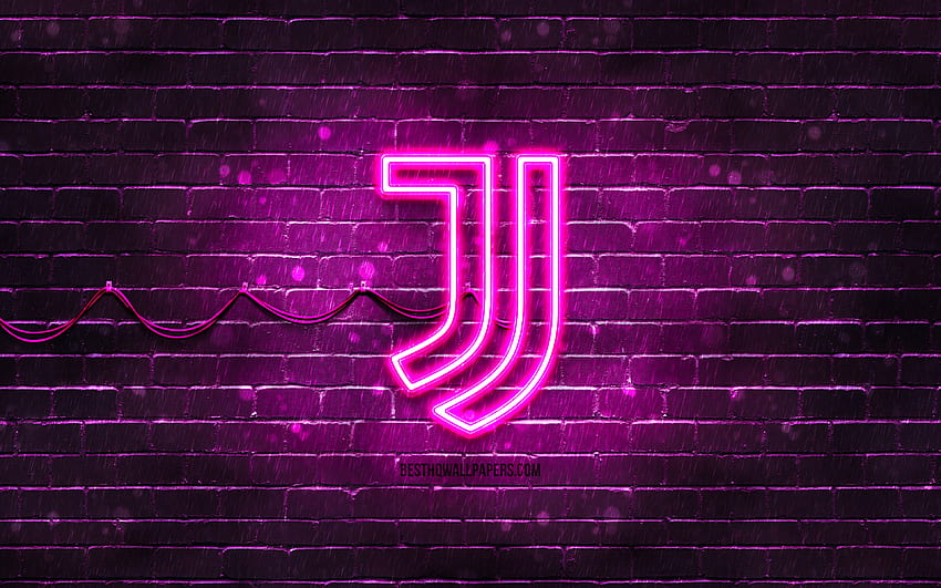 Logo violet Juventus FC, mur de brique violet, logo Juventus FC, marques, Juve, logo néon Juventus FC, Juventus FC, logo Juventus Fond d'écran HD