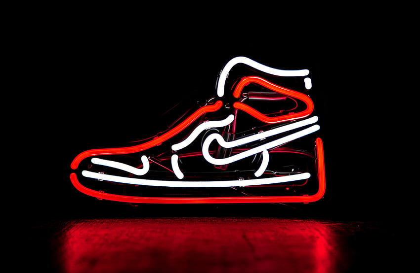 Neon Jordan Retro Shoe , Artist , , and Background, Red Jordan Shoes HD wallpaper