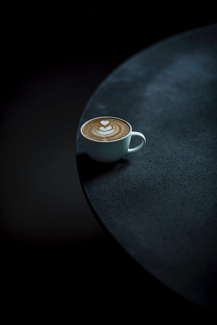Food, Coffee, Dark, Cup, Minimalism, Table HD phone wallpaper
