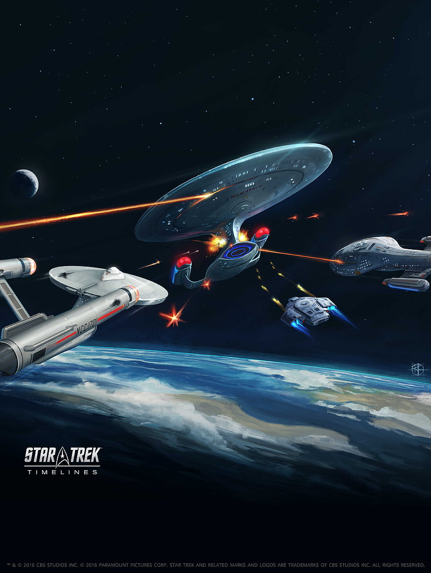 Líneas de tiempo de Star Trek: nuevo arte original de Starship, Star Trek Enterprise fondo de pantalla del teléfono