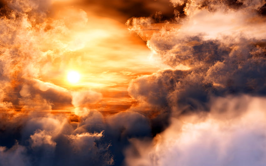 Dispersing the clouds, landscape, clouds, sky, beautiful, nature, amazing, sun HD wallpaper