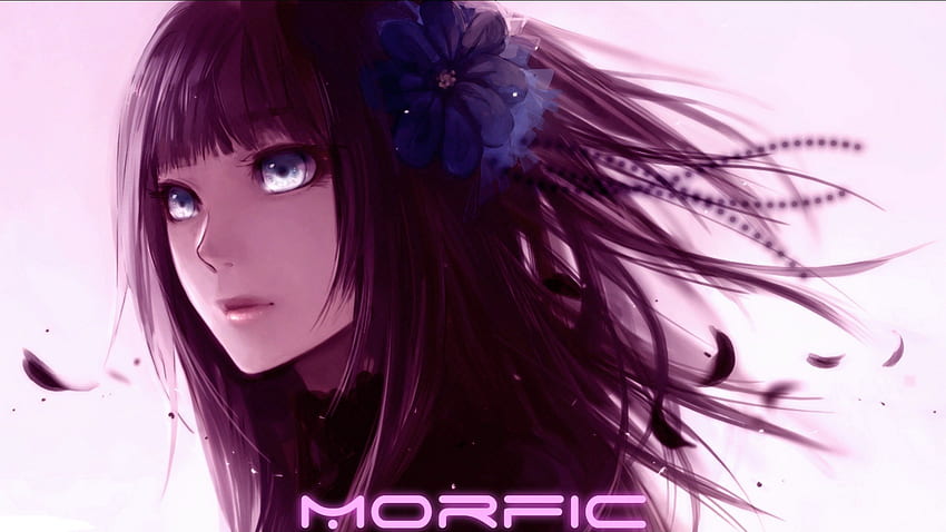 Anime Girl Portrait, blue, beautiful, purple, pink, dubstep, feather, aoshiki, anime, flower HD wallpaper